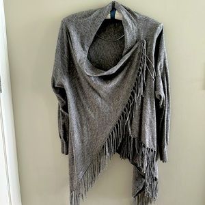 Boutique grey fringe cardigan sz Large